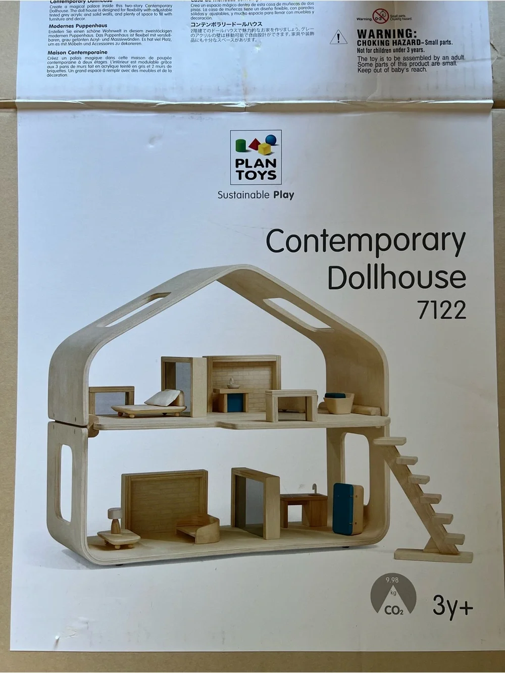 Contemporary 2-Storey Modular Wooden Dollhouse with Furniture by PlanToys